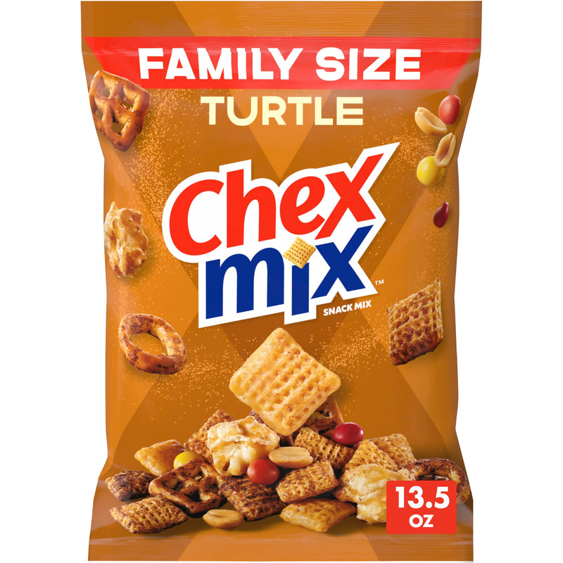 Chex Mix Turtle Snack Mix, Indulgent Snack Bag, Family Size, 13.5 oz 13.5 Ounce (Pack of 1)