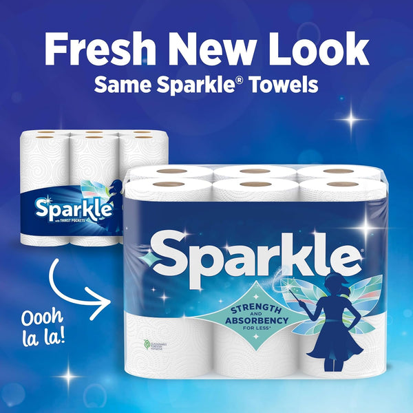 Sparkle Pick-A-Size Paper Towels, 24 Double Rolls = 48 Regular Rolls, Everyday Value Paper Towel with Full and Half Sheets