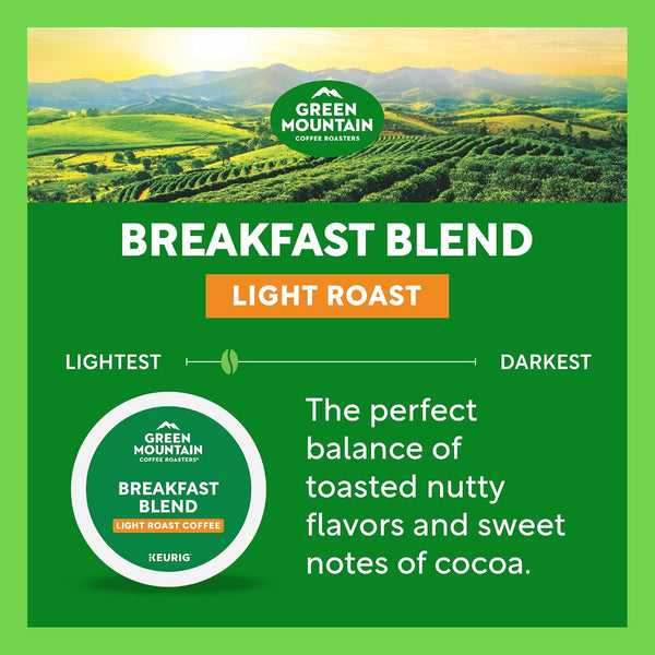 Green Mountain Coffee Roasters Breakfast Blend, Single-Serve Keurig K-Cup Pods, Light Roast Coffee Pods, 72 Count Breakfast Blend 72 Count (Pack of 1)