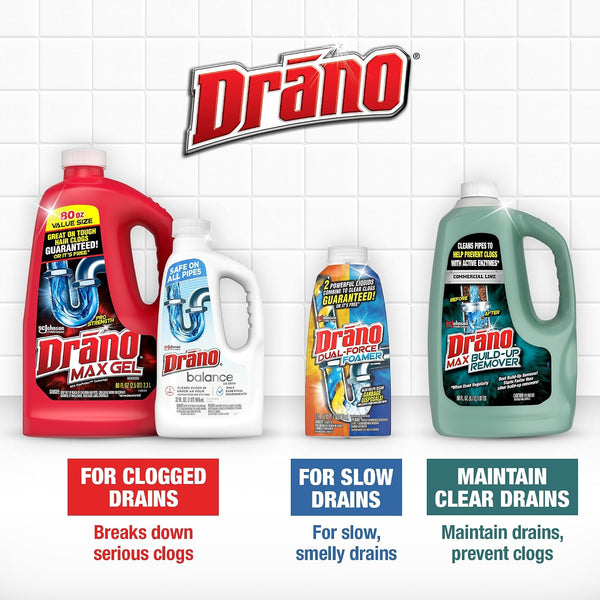 Drano Balance Drain Clog Remover and Cleaner, Non-Corrosive Formula, Safe on All Pipes and Septic Tanks, Formulated Using Only Essential