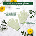 EcoTools Bath & Shower Gloves, Recycled Netting, Exfoliating, Gentle Cleansing for Whole Body, Fits All Hands, Green, 1 Pair 1 Pair (Pack of 1)