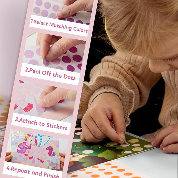Klever Kits Dot Art Kit for Kids, No Mess Sticker for Toddlers 3-7, Craft Kits, DIY Creative Activity, Travel Toy, Birthday Presents for Boys