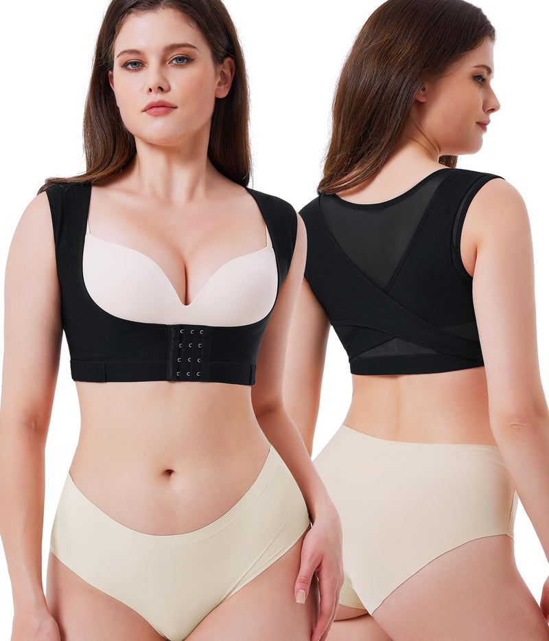 URSEXYLY Upper Back Brace for Women Breathable Posture Corrector Posture Support Back Straightener Pain Relief(Black,3XL) XXX-Large Black