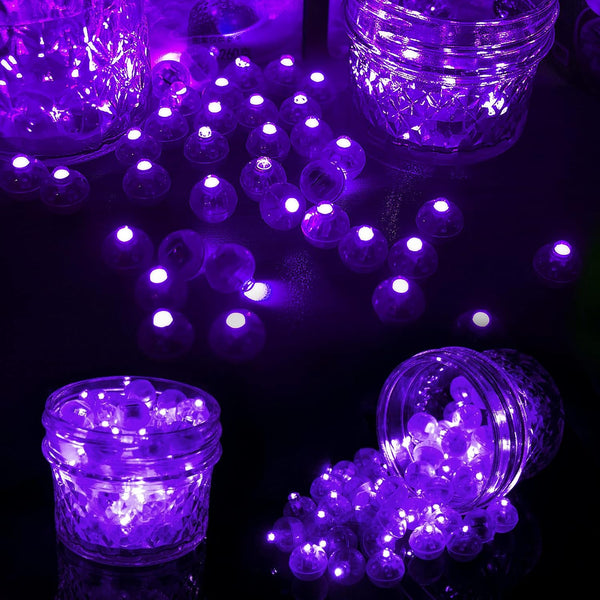 Aogist 50pcs Purple Balloon Lights,Long Standby Time Waterproof Mini Light,Battery Powered,Round LED Ball Lamp for Latex Balloon Paper Lantern