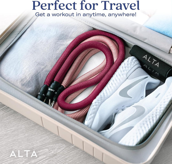 ALTA Resistance Tube Bands for Women - Full Kit Resistance Bands for Working Out with Handles, Ankle Straps, Door Anchor – Home Workout Bands for