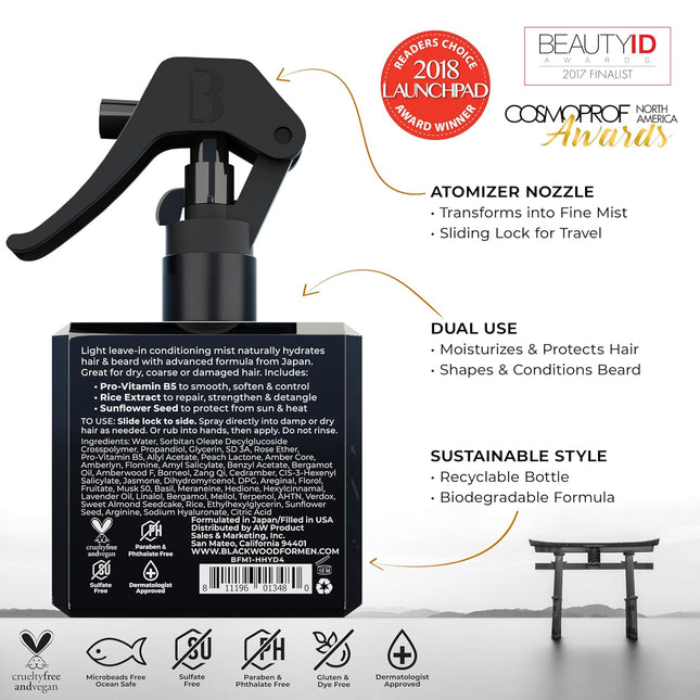 Blackwood for Men Hair & Beard Hydrator Spray - Natural Leave-In Conditioner - M