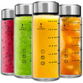 Glass Juice Bottles 4 Pack 16 Oz - Wide Mouth Glass Water Bottles with Lids - Borosilicate,Stainless Steel Lids for Juicing, Smoothies, Infused