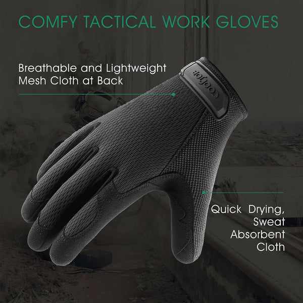 COOLJOB Touchscreen Utility Work Gloves for Men, Breathable Cooling Safety Gloves for Camping, Gardening, Hiking, Running and Driving, Lightweight