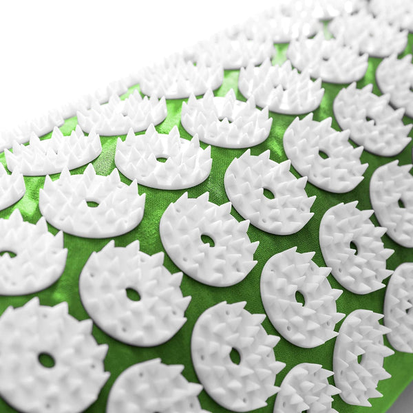 Acupressure Mat and Pillow Set - Relieves Stress, Back, Neck, and Sciatic Pain - Comes with a Vinyl Carry Bag for Storage and Travel - Green