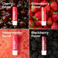 NIVEA Lip Care, Fruity Tinted Lip Balm Variety Pack, Cherry, Strawberry, Blackberry and Watermelon Flavors, 3-In-1 Moisture, Repair and Color,