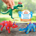NATIONAL GEOGRAPHIC Clay Dinosaur Arts & Crafts Kit - Dinosaur Air Dry Clay for Kids with 5 Clay Colors, 5 Dino Skeletons & Googly Eyes, Dinosaur