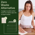 mioeco 20 Pack Reusable Kitchen Paper Towels, Organic Dish Cloths | Highly absorbent, Machine washable, Soft Organic Cotton, Paperless