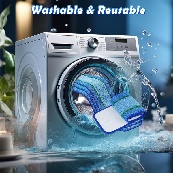 6 Pack Microfiber Cleaning Pads for Mop Hardwood Floor Cleaner Mop Replacement, Deep Microfiber Cleaning Pad Dusting Pad Wet Mop Dry Dust Mop