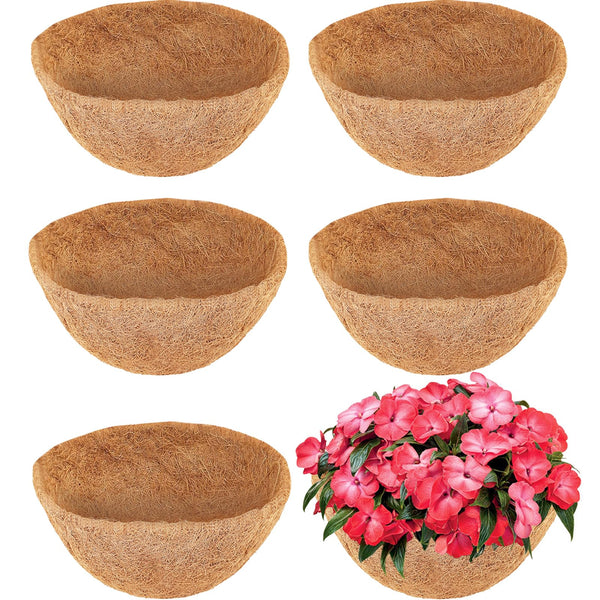 LCHUANG Coco Liners for Planters - 6 Pack 8 Inch Round Hanging Basket Liners, 100% Natural Coconut Fiber Replacement Liners for Hanging Baskets