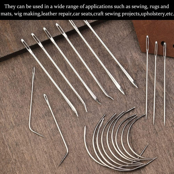 20 Pcs Leather Sewing Needles,Heavy Duty Sewing Needles Kit Include Curved Leather Needle,Sack Needle,Hand Sewing Needle,Leather Needles for