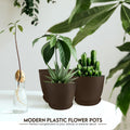 Plant Pots Indoor with Drainage, 5 Pack Multi-Size Planters Set, Brown Pack of 5 Brown