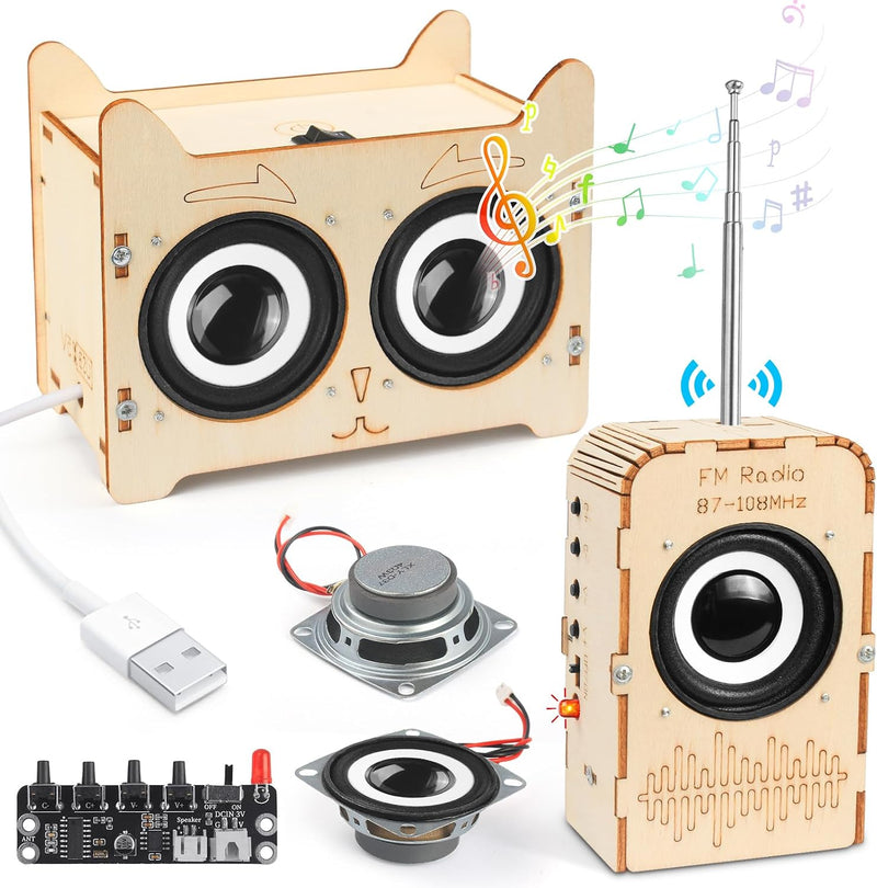 Poraxy Science Kits for Kids Age 8-12 12-14, STEM Toys for 8-13, Build Your Own Bluetooth Speaker & FM Radio, 3D Puzzles DIY Projects, Birthday