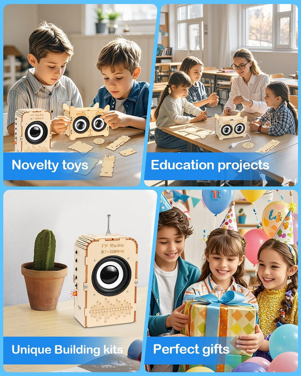 Poraxy Science Kits for Kids Age 8-12 12-14, STEM Toys for 8-13, Build Your Own Bluetooth Speaker & FM Radio, 3D Puzzles DIY Projects, Birthday