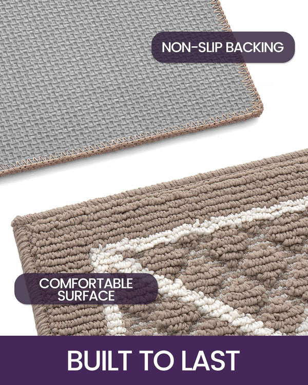 DEXI Front Door Mat Indoor Entryway 17x30 Inside Entrance Doormat Beige | Non Slip Low Profile Thin Absorbent Washable Entry Mats for House Floor,