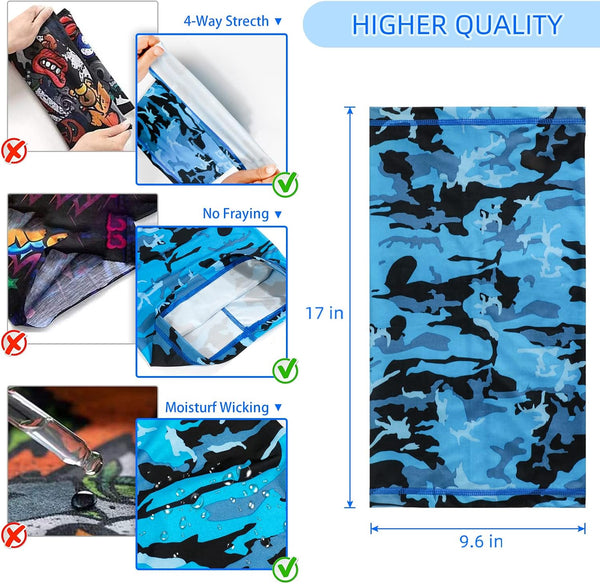 6 Pack Neck Gaiter Face Mask : Breathable Gator Masks Face Scarf Cover Balaclava & Bandana Headband Protect for Men Women Multicolor-6pack
