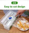 Household Reusable Refillable Plastic Wrap Dispenser with Slide Cutter, Food Wrap Stretch Clear Cling Wrap 12 Inch×328 Ft (1Cutting Box + 1 Cling