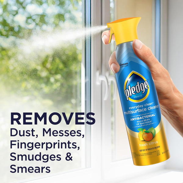 Pledge Antibacterial Multisurface Cleaner Spray, Fresh Citrus Scent, 9.7Oz