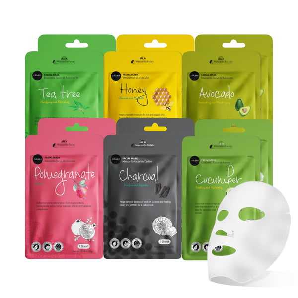 celavi Essence Facial Face Mask Paper Sheet Korea Skin Care Moisturizing 6 packs for each 6 flavors (New) K-Beauty Skincare 36 masks in a pack