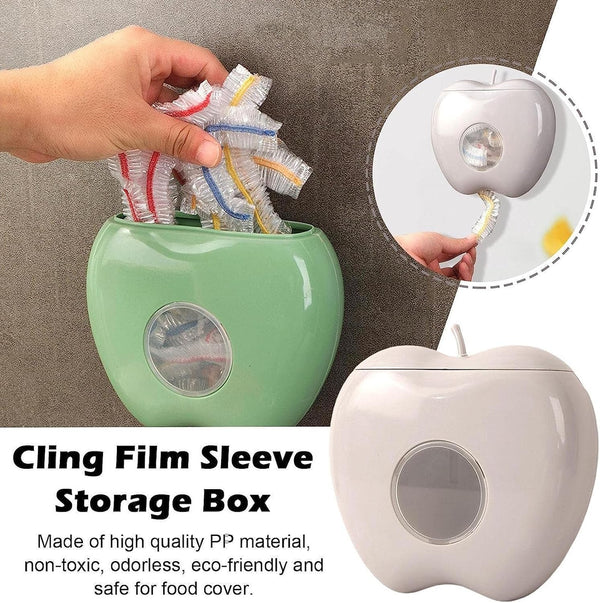 Thickened Cling Film Sleeve Storage Box with 200Pcs Plastic Wrap, Plastic Food Wrap Bag Storage Organizer, Multifunctional Wall-Mounted Kitchen