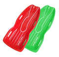 Slippery Racer Downhill Xtreme Flexible Adults and Kids Plastic Toboggan Snow Sled for up to 2 Riders with Pull Rope and Handles 2 PACK RED/GREEN