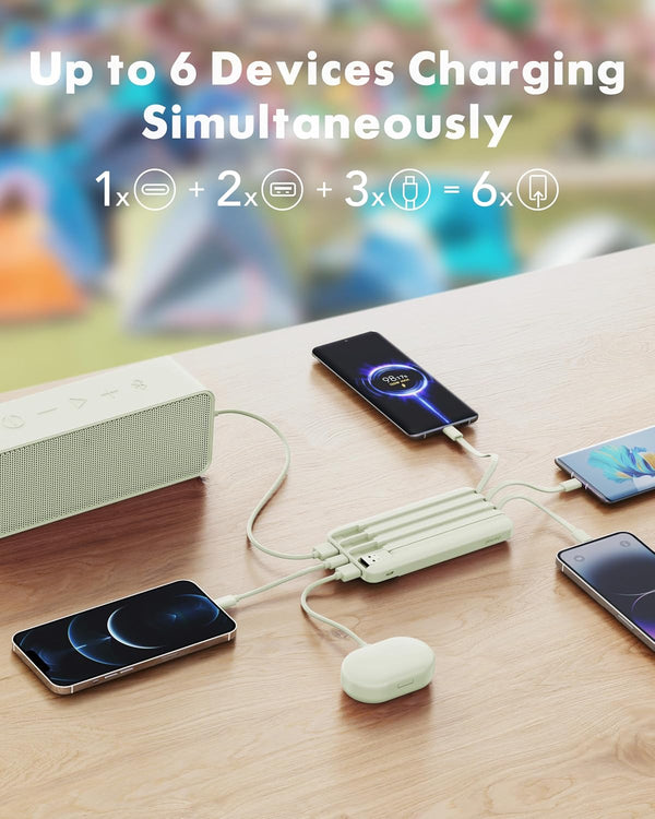 charmast Portable Charger with Built-in Cables X 4, Portable Phone Charger MGreen