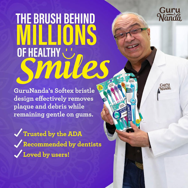 GuruNanda Butter On Gums Toothbrush, ADA Accepted Manual Toothbrushes with 8000+ Ultra Soft Softex Bristles for Sensitive & Receding Gums, Perfect