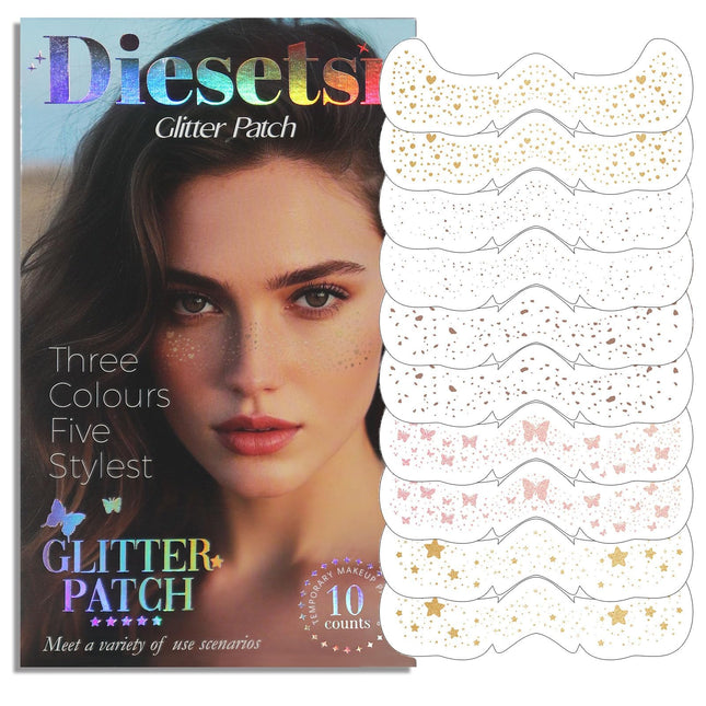Face Glitter Freckles Makeup Patches - 10 Count, Cute Sparkling Fake Freckles St