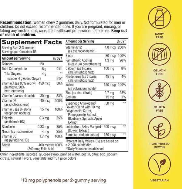 Nature'S Way Alive! WomenÃ¢ÂÂS 50+ Daily Gummy Multivitamins, Supports Multiple Body Systems*, Supports Healthy Heart, Brain & Bones,* B-Vitamins,