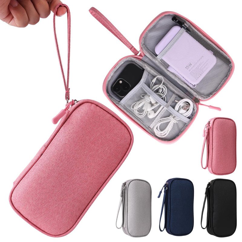 Pink Universal Cable Organizer - Electronics Accessories Bag for Charger, Phone, Memory Card & Travel Gadgets