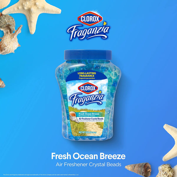 Clorox Fraganzia Crystal Beads Air Freshener, Long Lasting Room Deodorizer and Odor Eliminator Gel Beads to Freshen Home, Car, or Office, Fresh
