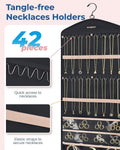 BAGSMART Hanging Jewelry Organizer with Hanger Metal Hooks Double-Sided Jewelry Holder for Organizing Earrings Necklaces Rings Perfect for in