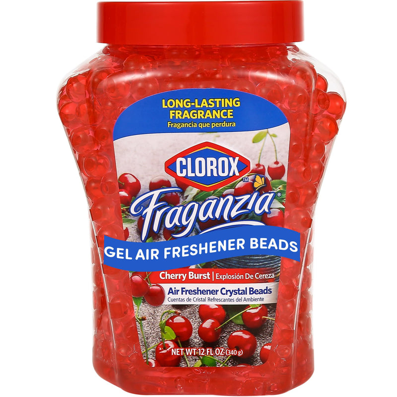 Clorox Fraganzia Crystal Beads Air Freshener, Long Lasting Room Deodorizer and Odor Eliminator Gel Beads to Freshen Home, Car, or Office, Cherry