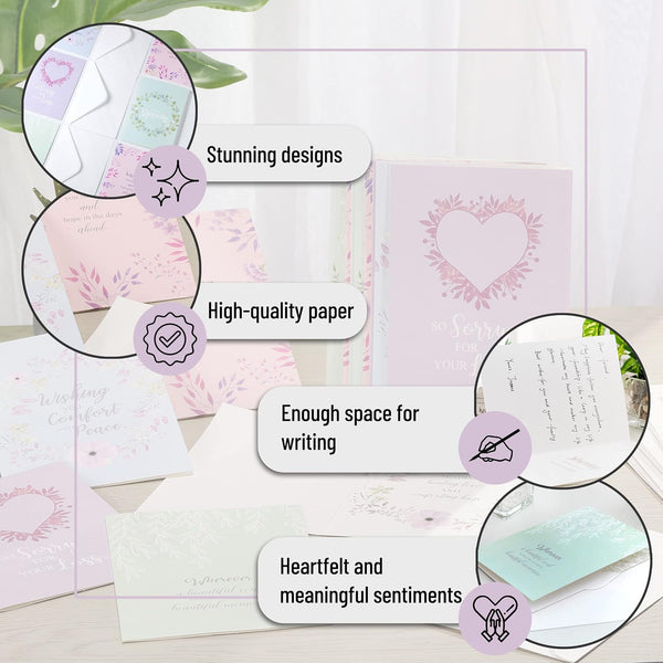 Mr. Pen Sympathy Cards Assortment, 15 Count, 7 x 10 Inches | Includes Envelopes Colorful