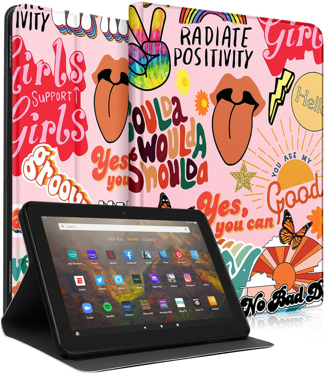 For Amazon Kindle Fire HD 10/10 plus Tablet Case 13Th/11Th Generation for Women Girls Folio Cover Cute Fashion Design Ka