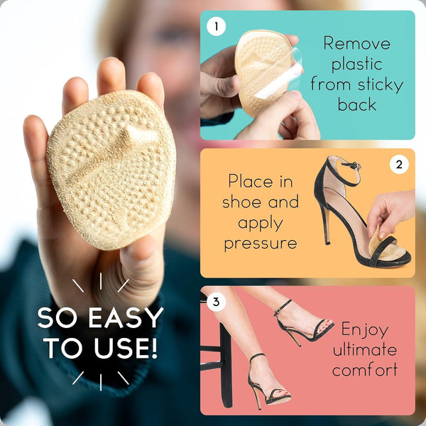 Walkize Metatarsal Pads Women | Heel Inserts for Women | Ball of Foot Cushions (2 Pairs Foot Pads) All Day Pain Relief and Comfort One Size Fits