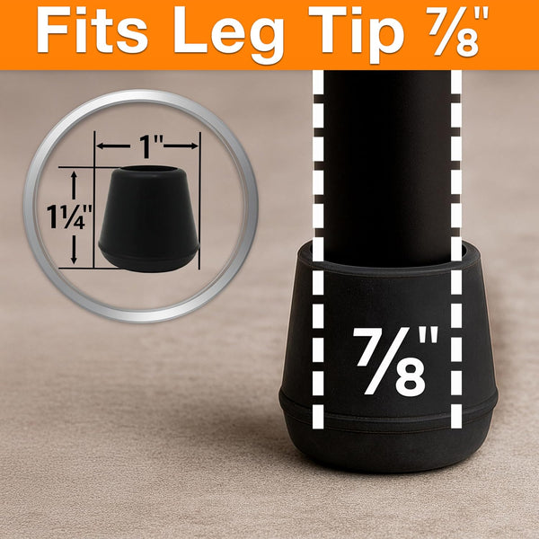 Shepherd Hardware 8761E Leg Tips 7/8-Inch inside Diameter Rubber Chair Leg Caps, 24 Pack, Black