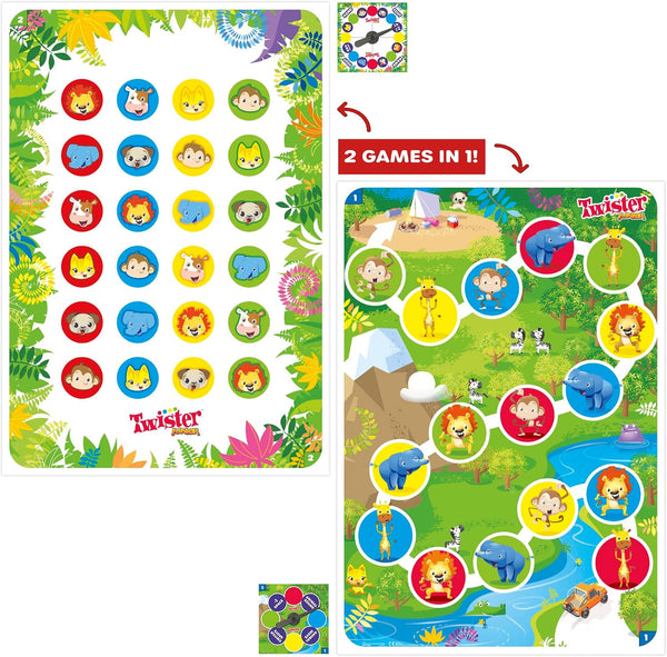 Hasbro Gaming Twister Junior Game, Animal Adventure 2-Sided Mat, 2 Games in 1, Party Game for Kids Ages 3 and Up and 2-4 Players (Amazon Exclusive)