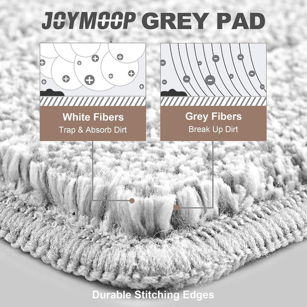 JOYMOOP Microfiber Flat Mop Pads, Washable Replacement Pads for 13 Inch Mop System, Grey, Pack of 4 13.0 × 4.9 Inch 4 Pcs 13" - 4 Grey