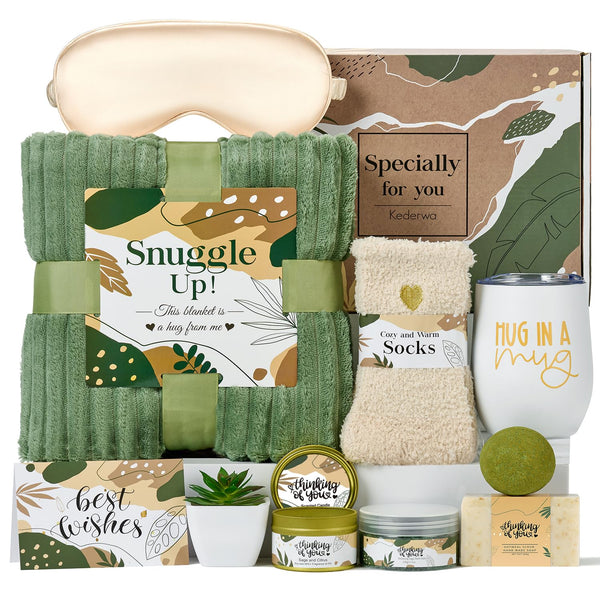 Self Care Gifts for Women Get Well Soon Basket, Thinking of You Gifts with Tumbler and Relaxing Spa Bathcomb for Mom Wife Best Friends