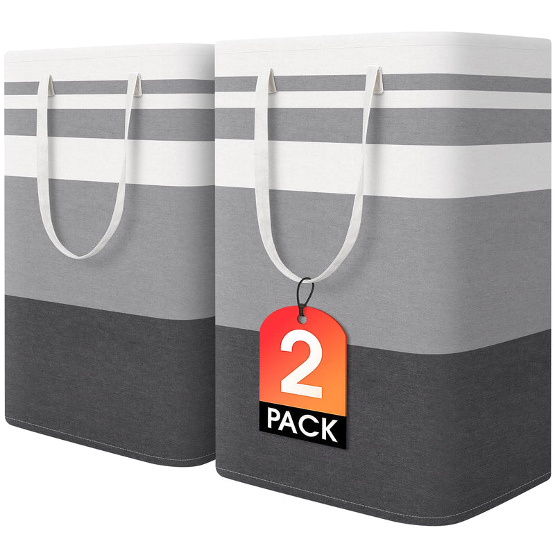 Homehacks 2 Pack Large Laundry Baskets, Waterproof, Freestanding Laundry Hampers, Collapsible Clothes Hamper with Reinforced Handles in Laundry