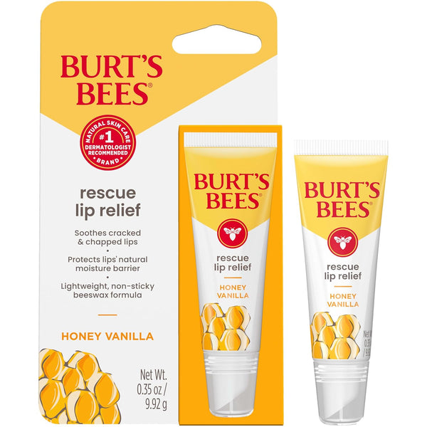 Burt'S Bees Rescue Lip Relief, Honey Vanilla, Hydrating Lip Balm for Dry Cracked Lips, with Responsbily Sourced Beeswax and Shea Butter, 100%