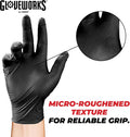 GLOVEWORKS Black Nitrile Gloves 5 Mil Disposable, Latex Free, Textured Grip for Food Service, Cooking, Professional Cleaning Small 1 Box of 100