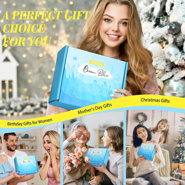 Birthday Gifts for Women, Ocean Scented Relaxing Spa Gift Baskets for Women Mom Her Wife Sister Friends Coworker Employee, Self Care Bath and Body