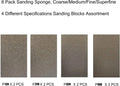 8 PCS Sanding Sponge Assortment, 2 PCS Each of 120 220 320 400 Grit -Coarse Medium Fine Hand Sanding Block Sandpaper Sponge for Metal Wood-Working