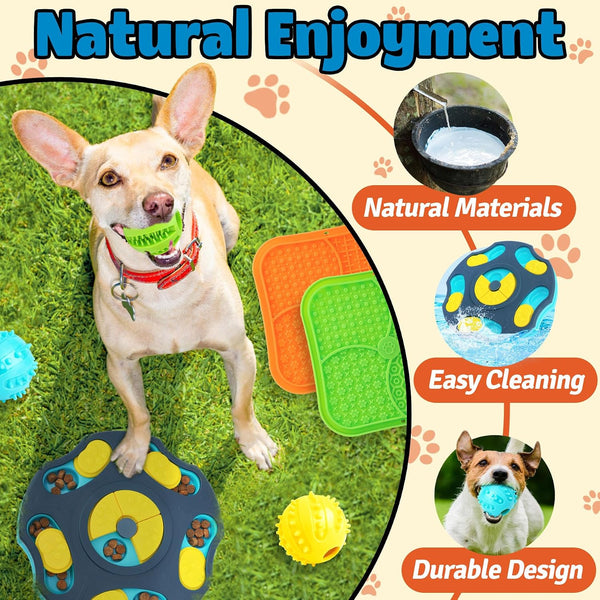 Forfon 9 Pack All-Around Dog Puzzle Toy Set -Mentally Stimulating Dog Enrichment Toys for Small to Medium Smart Dogs, Includes Dog Lick Mat with